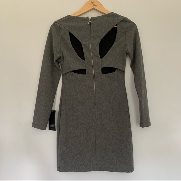 Zara Trafulac Grey Bodycon Longsleeve Mini Sz M - Picture 5 of 6